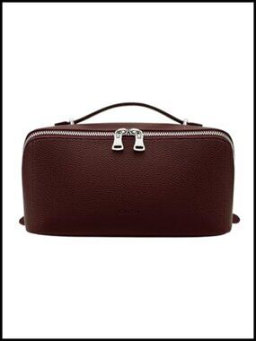 Lychee Leather Large Capacity Travel Makeup Bag with TPU Brush Compartment